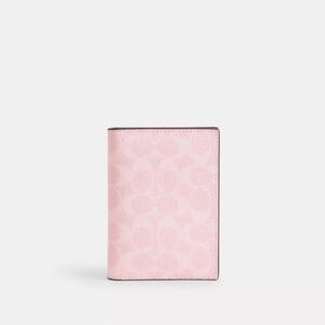 Coach Powder Pink Passport Card Case In Signature Canvas